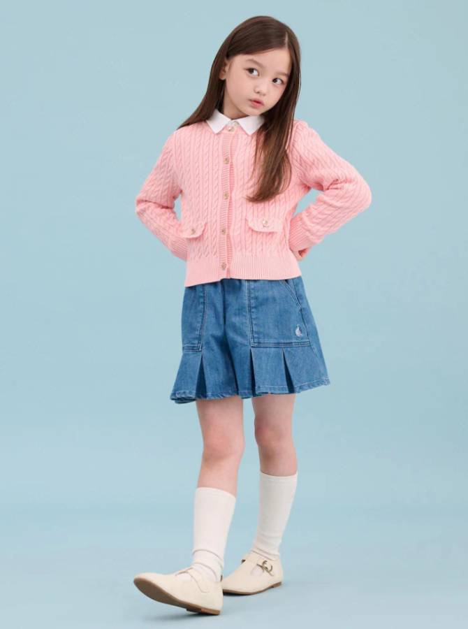 [Kids] 면 케이블 카디건