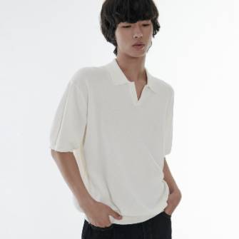 쿨 터치 슬릿 넥 니티드 폴로 셔츠