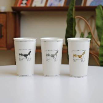도자기 고양이 컵(대)1P