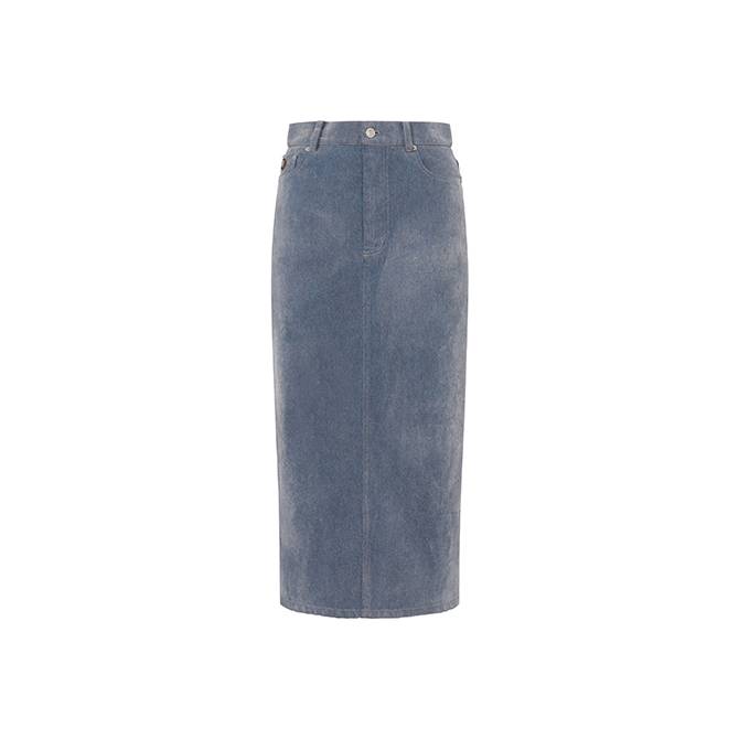 FLOCKED DENIM SKIRT(WOMEN)