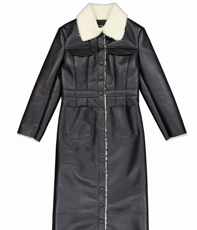 POCKET LONG SHEARLING COAT