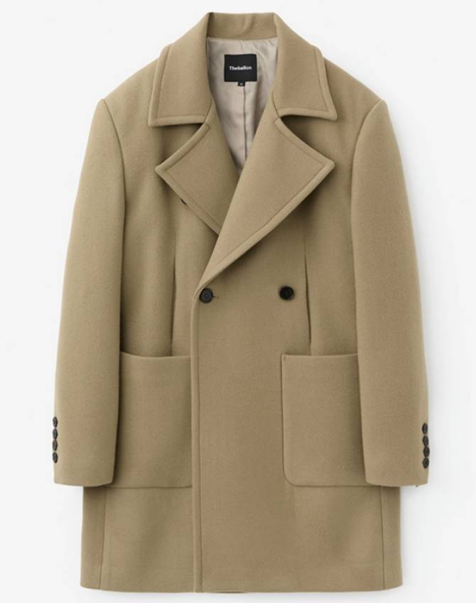 BIG COLLAR HALF COAT KHAK