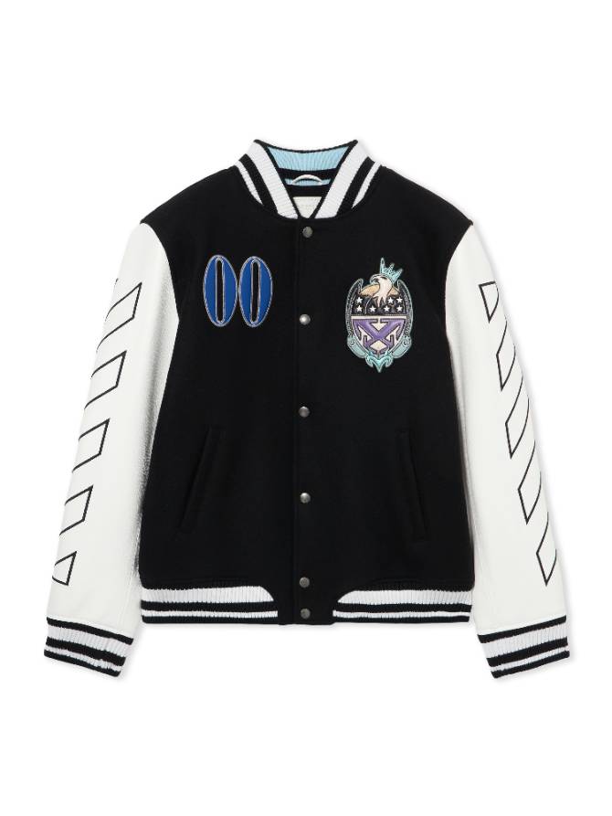 ROYAL JWLS LEA WOOL VARSITY JK