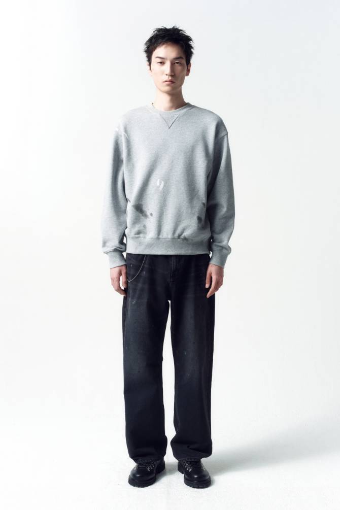 더티 페인트 데님 팬츠 WASHED BLACK
