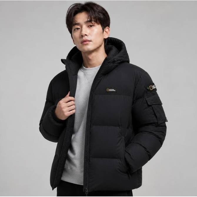 골든몰 숏기장 구스 후디 다운 점퍼