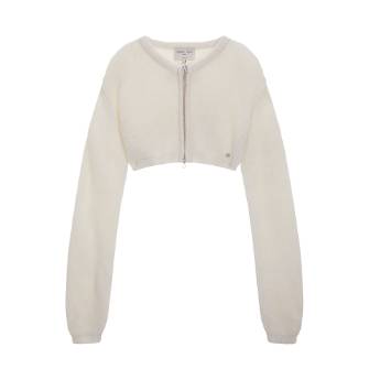ROUND NECK CROP ZIP UP CARDIGAN