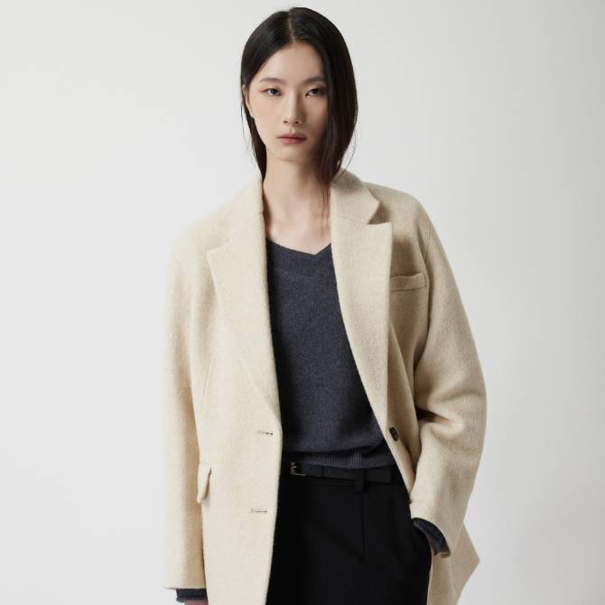 울 블렌디드 코쿤핏 코트 자켓