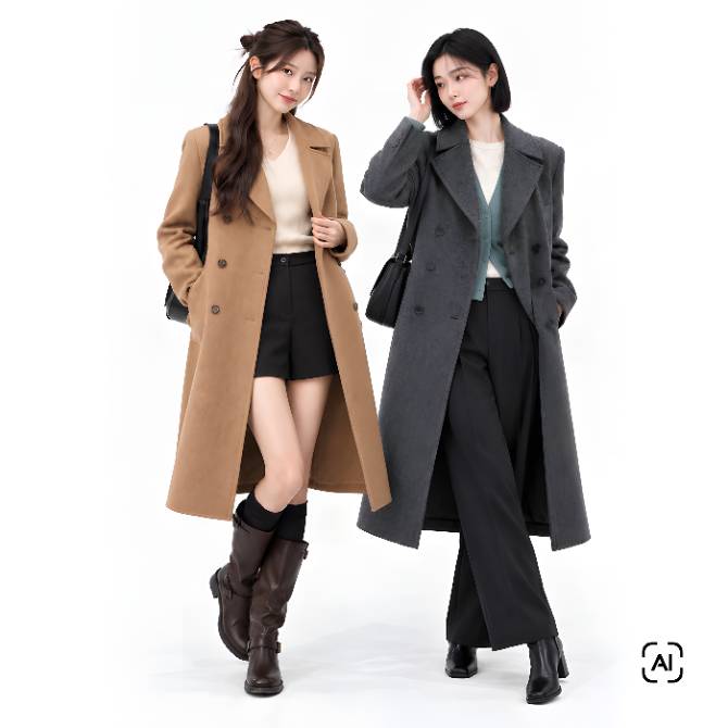 카멜 블렌드 더블 핸드메이드 코트