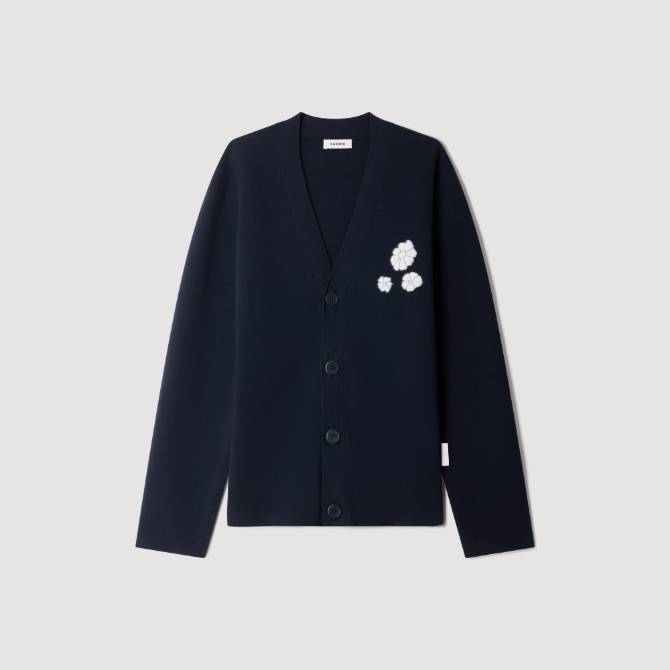 Jacquard Flower Knit Cardigan