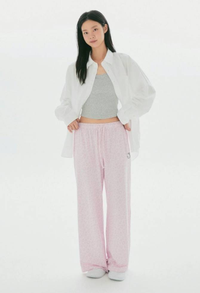 [헬로키티] 레오파드 피치스판 잠옷바지_