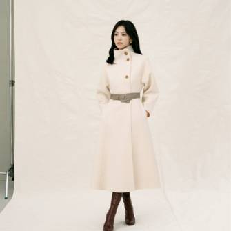 캐시미어 울 벨티드 하이넥 코트