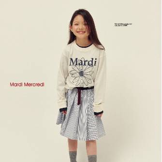 KIDS&nbsp;COTTON&nbsp;PLEATED&nbsp;MIDI&nbsp;SKIRT&nbsp;STRIPE