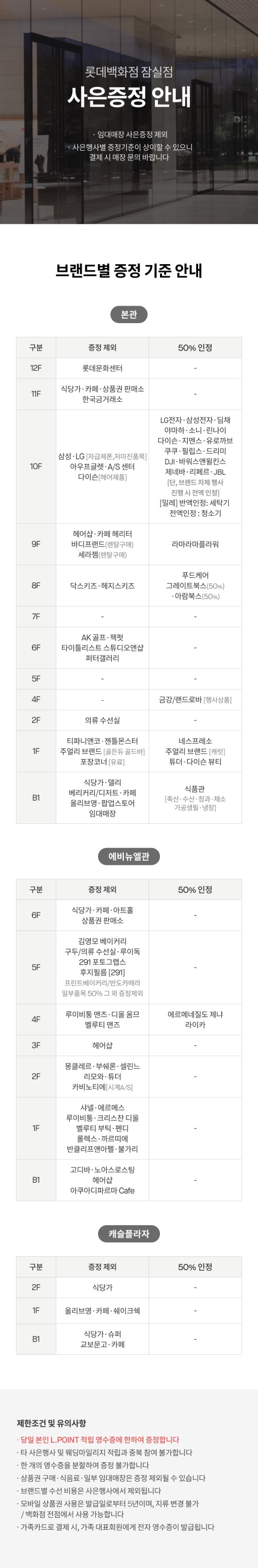 사은행사 증정기준/공통사항 안내